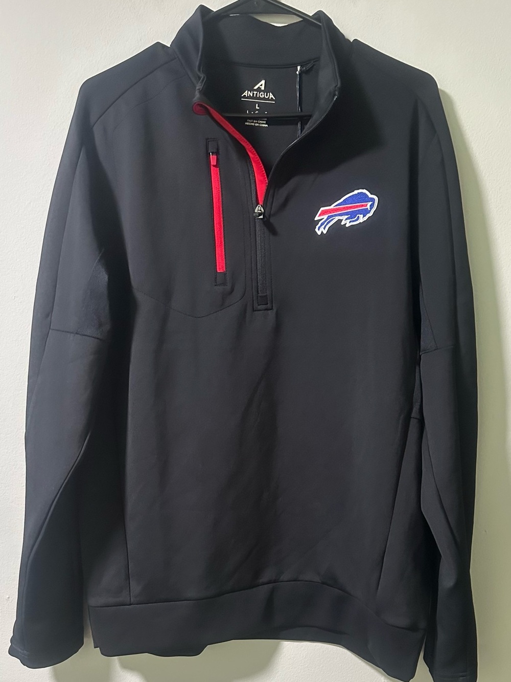 Antigua Black Quarter-Zip Pullover with Red Accents